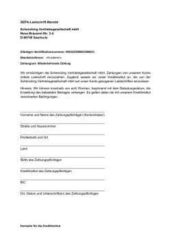 Exemplar für das Kreditinstitut SEPA-Lastschrift