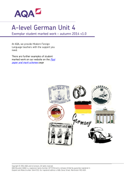 A-level German Exemplar marked work Unit 04 Autumn 2014