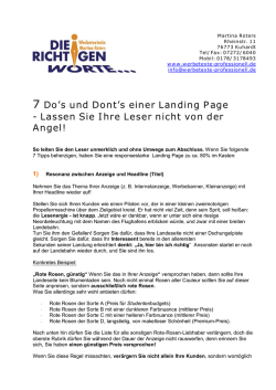 7 Do`s und Dont`s einer Landing Page