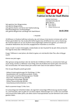 Haushaltsrede 2016 von Andree Hachmann, CDU