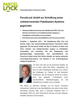 ParcelLock GmbH zur Schaffung eines anbieterneutralen