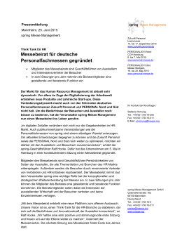 Messebeirat für deutsche Personalfachmessen gegründet
