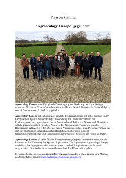 Presseerklärung `Agroecology Europe` gegründet
