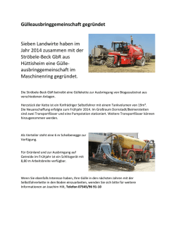 G&uuml;lleausbringgemeinschaft gegr&uuml;ndet Sieben Landwirte haben im