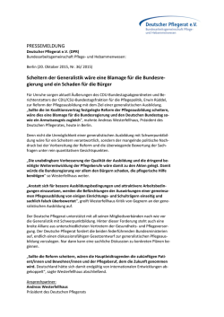 PRESSEMELDUNG Scheitern der Generalistik wäre eine Blamage