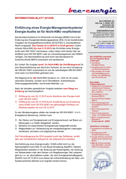 Einf&uuml;hrung eines Energie Energie-Audits ist f&uuml;r Nicht s - bcc