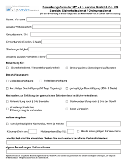 Bewerbungsformular MY v.i.p. service GmbH & Co. KG Bereich