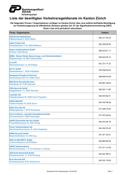 Liste der bewilligten Verkehrsregeldienste im Kanton Z&uuml;rich