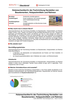 Steckbrief Holzmechaniker/in der Fachrichtung Herstellen von