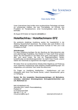 Hotelfachfrau / Hotelfachmann EFZ