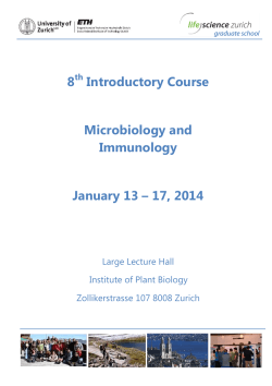 8th Introductory Course Microbiology and Immunology January 13