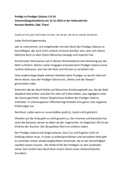 irrt der Prediger" - Koh. 1,9-10