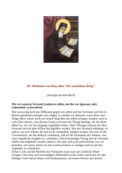Hl. Nikodemus vom Berg Athos “Der unsichtbare Krieg” (Auszüge