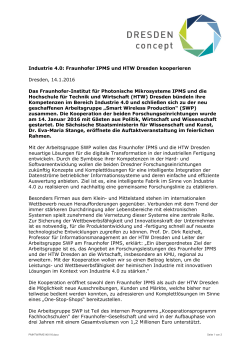 Industrie 4.0: Fraunhofer IPMS und HTW Dresden kooperieren
