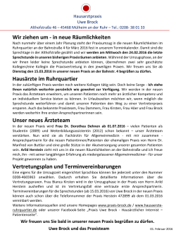 Wir ziehen um - in neue Räumlichkeiten