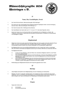 Name, Sitz, Geschäftsjahr, Zweck §2 Mitgliedschaft Beiträge Organe