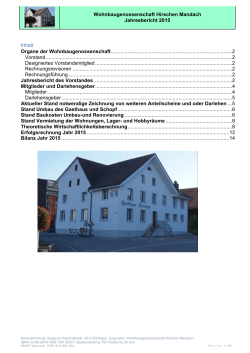 Wohnbaugenossenschaft Hirschen Mandach Jahresbericht 2015