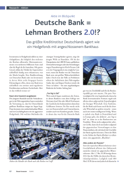Deutsche Bank 3 Lehman Brothers 2.0!?