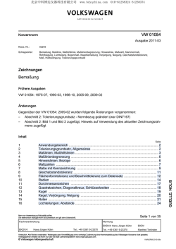 Zeichnungen Bema&szlig;ung VW 01054