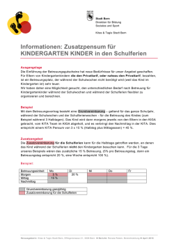 Informationen: Zusatzpensum f&uuml;r KINDERGARTEN
