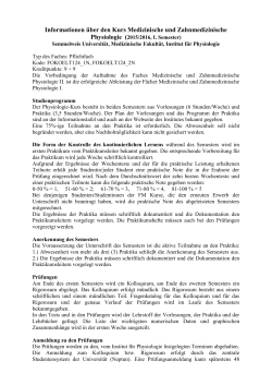 Informationen &uuml;ber den Kurs Medizinische und Zahnmedizinische