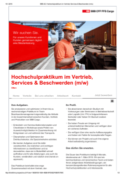 Hochschulpraktikum im Vertrieb, Services & Beschwerden (m/w)