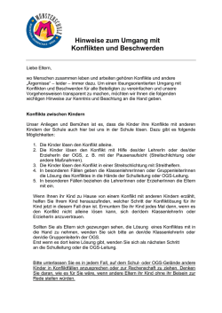 Hinweise zum Umgang mit Konflikten und Beschwerden