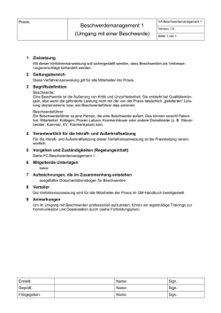 Prozessmuster: Beschwerdemanagement 1