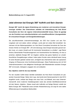 Jetzt stimmen bei Energie 360&deg; Auftritt und Sein &uuml;berein