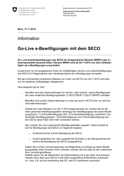 e-Bewilligungen mit dem SECO - Eidgen&ouml;ssische Zollverwaltung EZV