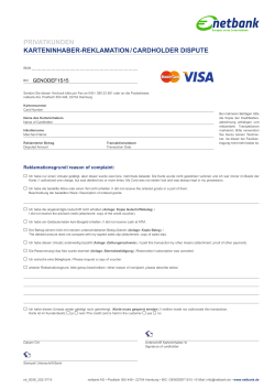 Reklamation Mastercard/Visacard