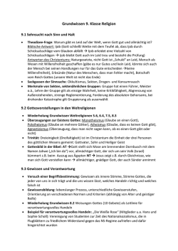 Grundwissen Religion 9. Klasse