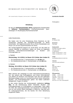 Einladung für Hochschulwechsler mit ausführlichen Informationen