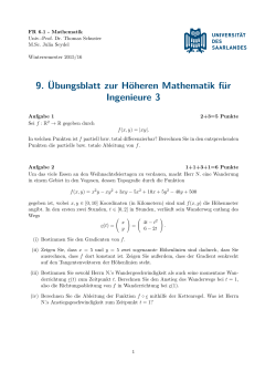 9. Übungsblatt zur Höheren Mathematik für Ingenieure 3