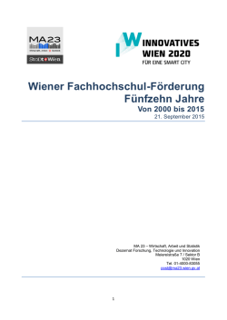 Wiener Fachhochschul-Förderung Fünfzehn Jahre