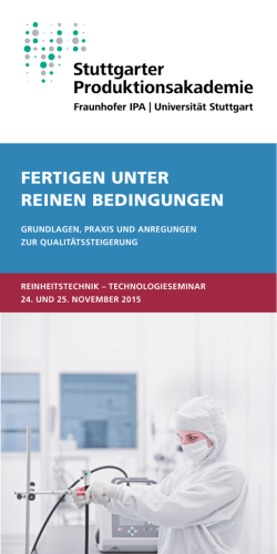 fertigen unter reinen bedingungen - Fraunhofer