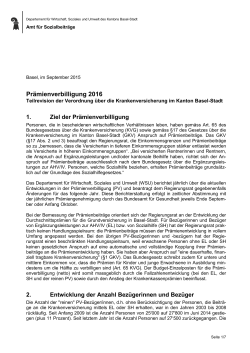 Bericht Prämienverbilligung 2016 - Amt für Sozialbeiträge Basel