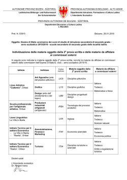 Individuazione delle materie oggetto della 2 prova scritta e delle