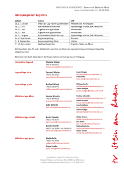 Jahresprogramm Jugi 2016