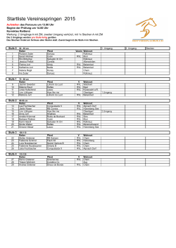 Startliste Vereinsspringen 2015