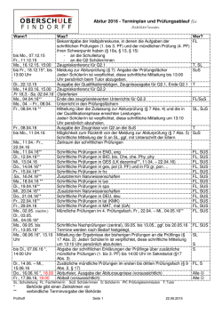 Prüfungstermine für das Abitur 2016 an der OSF.