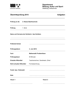 Übertrittsprüfung 2015 Mathematik Problemlösen