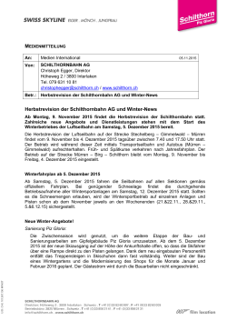 Herbstrevision der Schilthornbahn AG und Winter-News