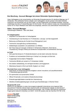 Ihre Berufung - Account Manager bei einem f&uuml;hrenden