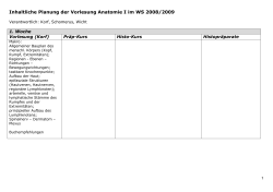 Inhaltlicher Plan der Vorlesung im Kurs 1 der Anatomie WS 2008/2009