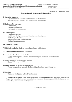 Histopr&auml;parate, Lehrstoff, Unterrichtsgang