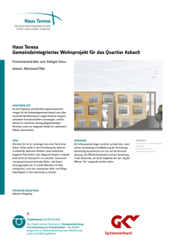 Haus Teresa Gemeindeintegriertes Wohnprojekt f&uuml;r das Quartier