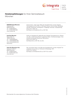 Hotelempfehlungen f&uuml;r Ihren Seminarbesuch M&uuml;nchen