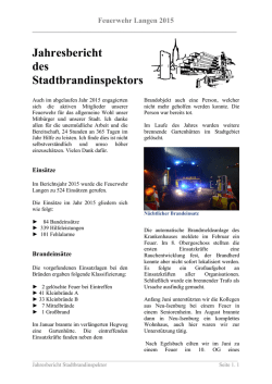 Jahresbericht des Stadtbrandinspektors