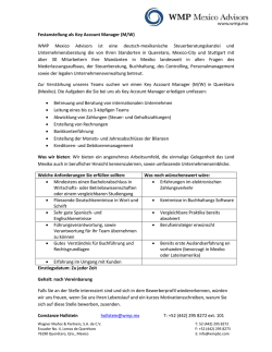 Festanstellung als Key Account Manager (M/W) WMP Mexico